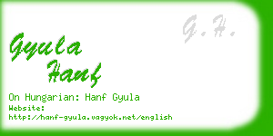 gyula hanf business card